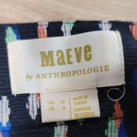 Maeve Anthropologie Size 8 Long Midi Skirt Geometric Artsy Eccentric Faux Wrap - Picture 4 of 9